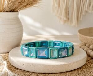 Light Blue Enamel AB Stretch Bracelet New